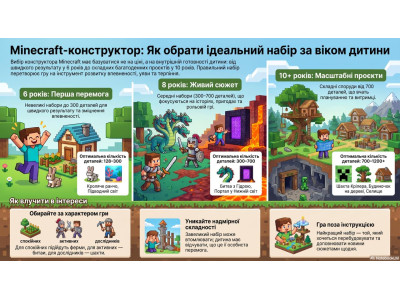 Minecraft-конструктори за віком: як обрати набір для 6, 8 і 10 років