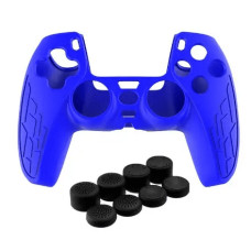 Чохол синій TOYILUYA + 9 в 1 ковпачки для геймпада DualSense PS5 (силіконові накладки)
