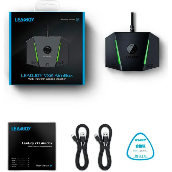 Конвертор мишки та клавіатури для ігрових консолей LeadJoy VX2 AimBox адаптер Xbox PlayStation чорний