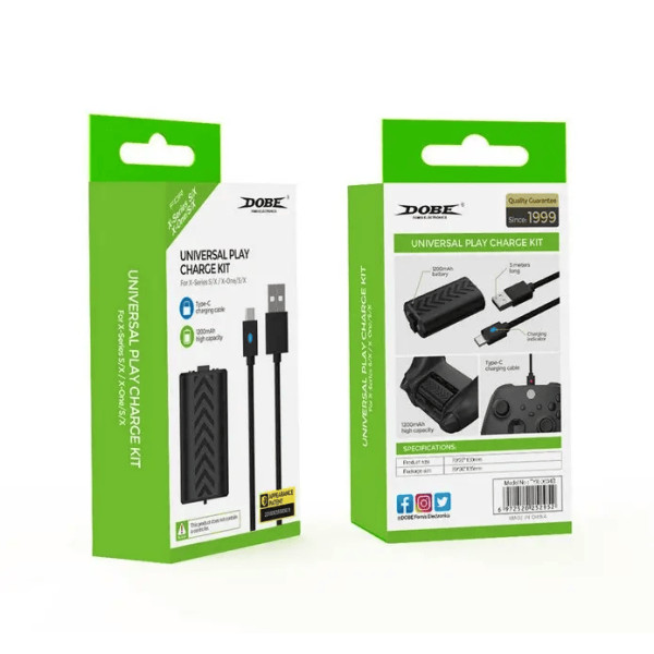 Акумулятор Dobe TYX-0634B 1200 мАг для геймпада Xbox Series та One чорний + кабель