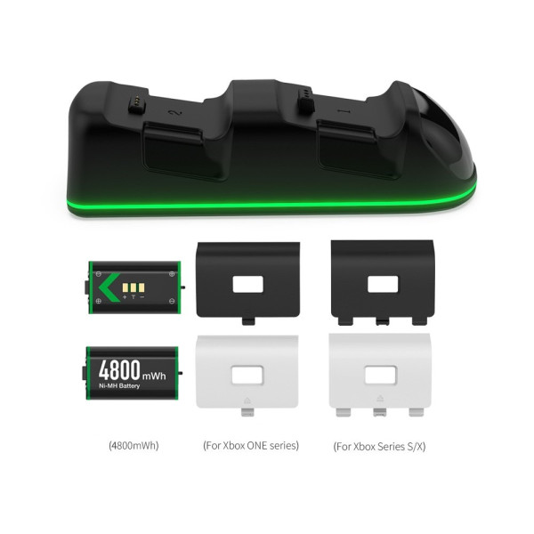 Зарядна станція + 2 акумулятори 4800 mWh DOBE TYX-1623X для двох геймпадів Xbox Series / One 