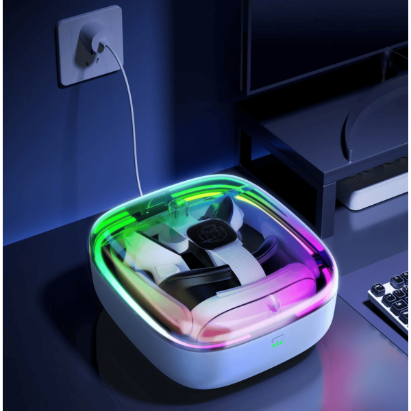 Зарядная RGB докстанция, сумка для хранения JYS-MQ002 для Meta Quest 3 3s, белая