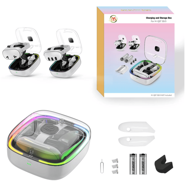 Зарядная RGB докстанция, сумка для хранения JYS-MQ002 для Meta Quest 3 3s, белая
