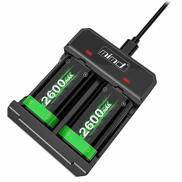 Зарядна станція MIMD SND-496 для акумуляторів + 2 акумулятори Xbox Series/One , чорна