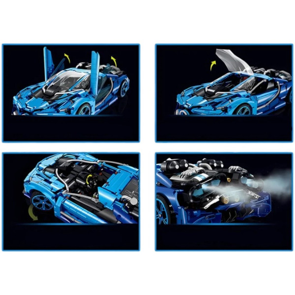 Конструктор на радіокеруванні GULY 10613 Bugatti W16 модель 1:8 з моторизованою підсвіскою та справжнім вихлопом, 3868 деталей