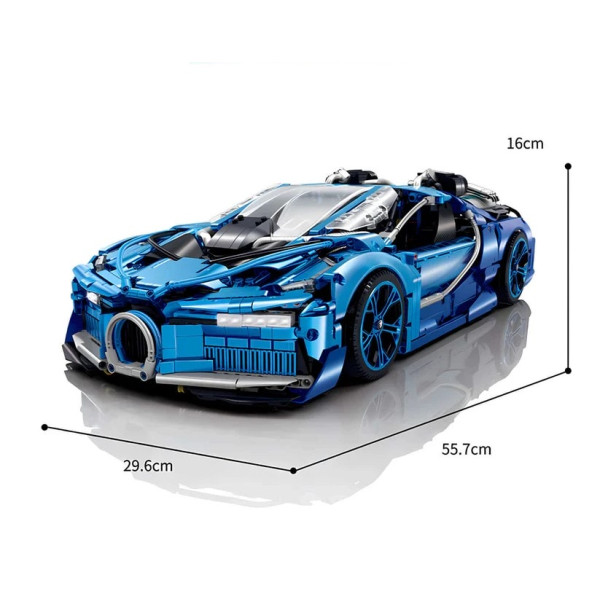 Конструктор на радіокеруванні GULY 10613 Bugatti W16 модель 1:8 з моторизованою підсвіскою та справжнім вихлопом, 3868 деталей