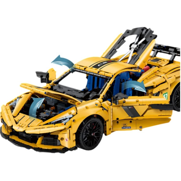 Конструктор на радіокеруванні GULY 10622 Corvette C8 1:8 з моторизованою підсвіскою, дверями та антикрилом, 3788 деталей 