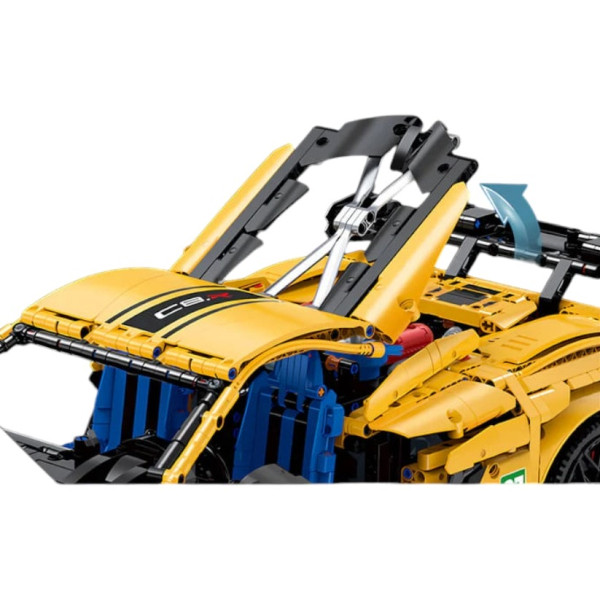 Конструктор на радіокеруванні GULY 10622 Corvette C8 1:8 з моторизованою підсвіскою, дверями та антикрилом, 3788 деталей 