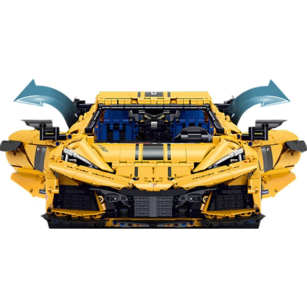 Конструктор на радіокеруванні GULY 10622 Corvette C8 1:8 з моторизованою підсвіскою, дверями та антикрилом, 3788 деталей 