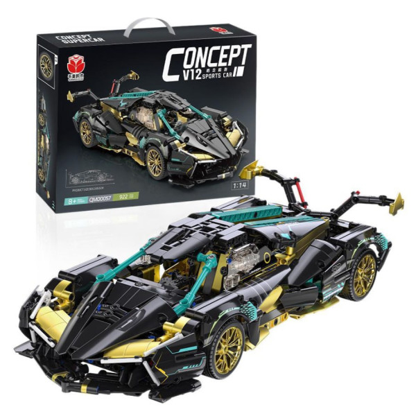 Великий автомобільний конструктор Lamborghini Concept Super Car V12 1:14 з механічними елементами, 922 деталі