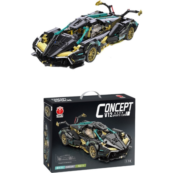 Великий автомобільний конструктор Lamborghini Concept Super Car V12 1:14 з механічними елементами, 922 деталі