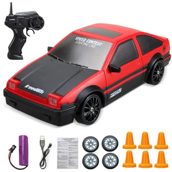 Машинка для дрифта на радіокеруванні 1:24 Toyota AE86 Sprinter Trueno 4WD, червона