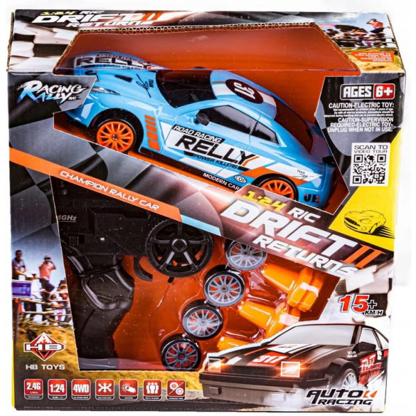 Машинка для дрифта на радіокеруванні 1:24 Nissan GT-R 4WD, блакитна