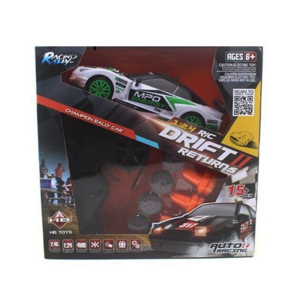 Машинка для дрифта на радіокеруванні 1:24 Nissan Skyline GT-R 4WD, біла
