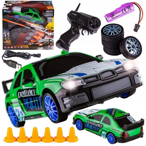 Машинка для дрифта на радіокеруванні 1:24 Subaru Impreza 4WD, зелена