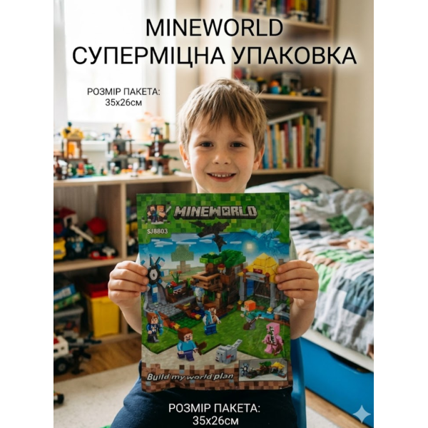 Конструктор Minecraft SJ8803 Видобувна станція 393 деталі Майнкрафт MineWorld My World