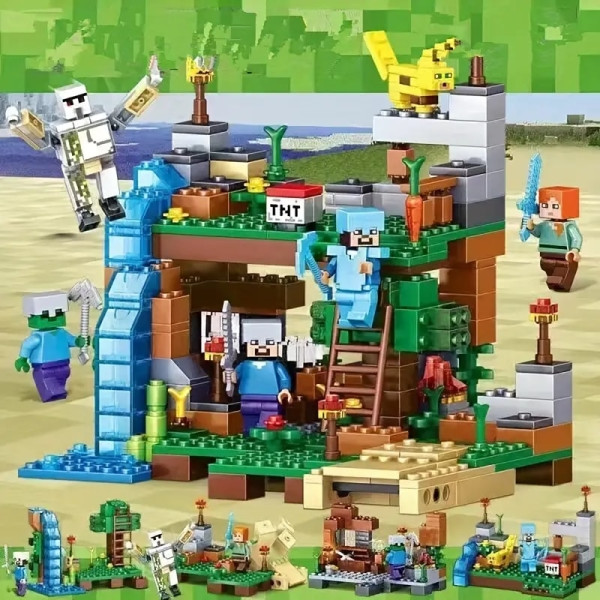 Конструктор Minecraft SJ81005 База на водоспаді 4в1 310 деталей Майнкрафт MineWorld My World
