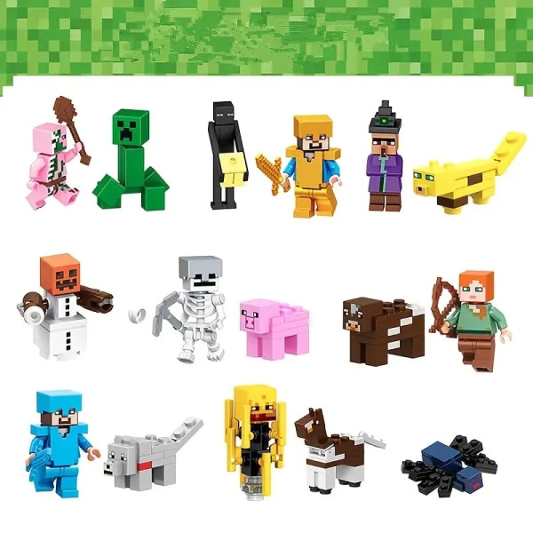 Конструктор Minecraft SJ82006 Набір фігурок персонажів 16 шт 205 деталей Майнкрафт MineWorld My World