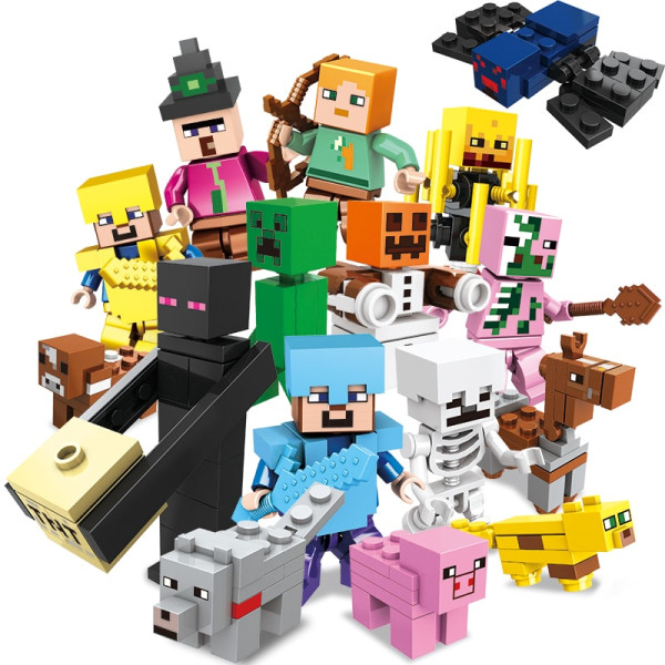 Конструктор Minecraft SJ82006 Набір фігурок персонажів 16 шт 205 деталей Майнкрафт MineWorld My World