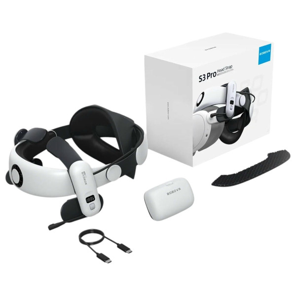 Кріплення BoboVR S3 Pro V2.0 для Meta Quest 3 3S з акумулятором 10000Mah і кондиціонером білий