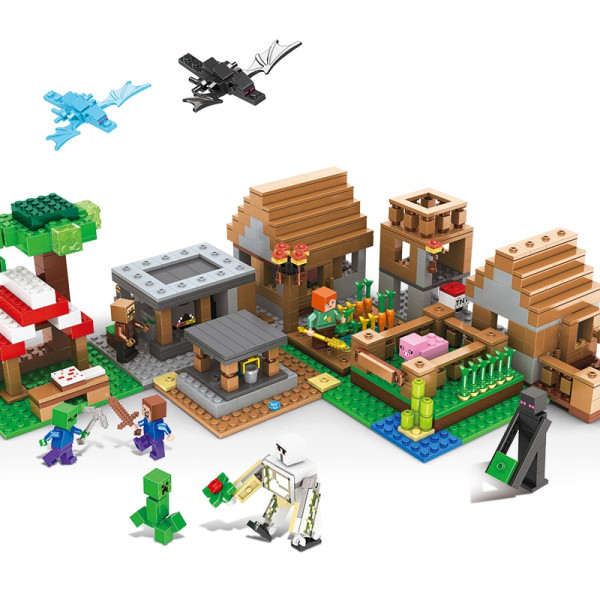 Конструктор Minecraft 938 деталей AA8002 Пригоди у селищі Майнкрафт MineWorld My World