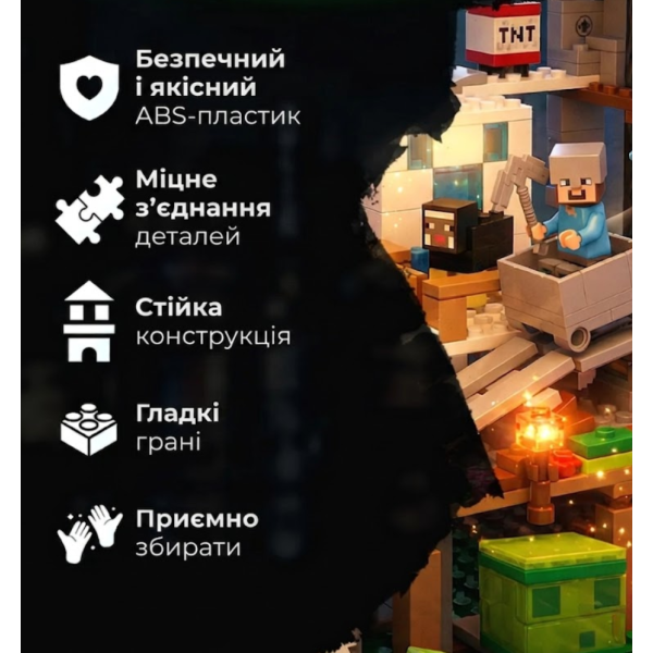 Конструктор Minecraft 587 деталей SJ82003 Гірська печера Майнкрафт MineWorld My World
