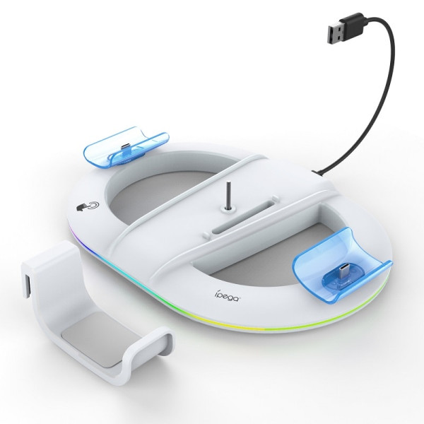 Вертикальна зарядна станція з RGB-підсвіткою iPega PG-P5S045  для Sony PlayStation 5 та PS5 Slim біла
