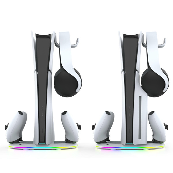 Вертикальна зарядна станція з RGB-підсвіткою iPega PG-P5S045  для Sony PlayStation 5 та PS5 Slim біла