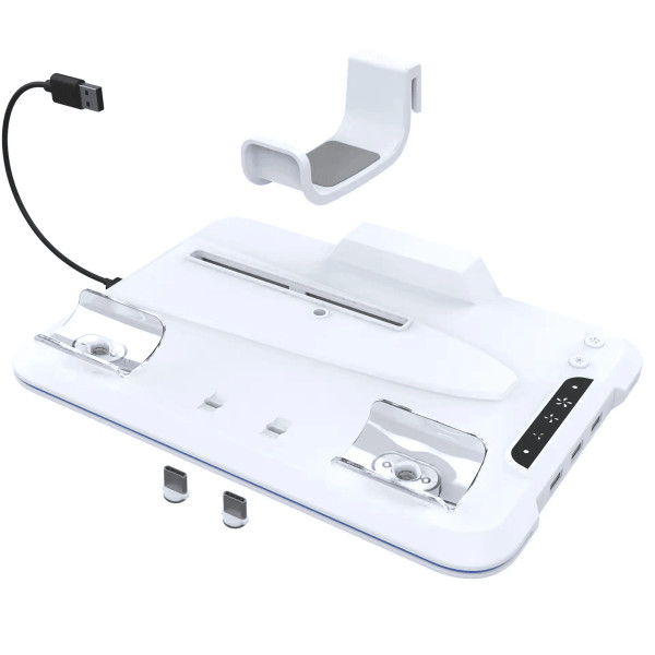 Вертикальна зарядна станція PG-P5S020W з RGB-підсвіткою  для Sony PlayStation 5 Slim біла