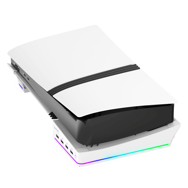 Мультифункціональна RGB горизонтальна підставка IPega PG-P5S021 для Playstation 5 Slim та PS5 Pro біла