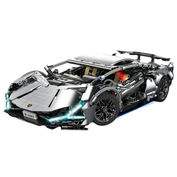Конструктор спорткар на радіокеруванні Technic Lamborghini з моторами та підсвіткою 1314 деталей сірий