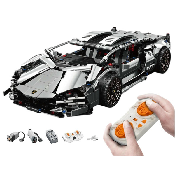 Конструктор спорткар на радіокеруванні Technic Lamborghini з моторами та підсвіткою 1314 деталей сірий