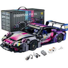 Конструктор спорткар на радіокеруванні Technic Porsche 911 кіберпанк 1:14 з моторами та підсвіткою 1116 деталей фіолетовий