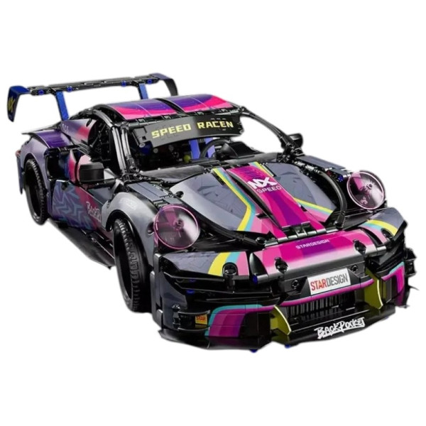 Конструктор спорткар Technic Porsche 911 кіберпанк 1:14 1116 деталей фіолетовий