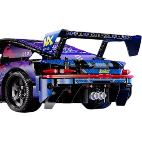 Конструктор спорткар Technic Porsche 911 кіберпанк 1:14 1116 деталей фіолетовий