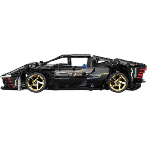 Конструктор спорткара на радіокеруванні Technic Ferrari Cyberpunk 1:14 з підсвіткою 1272 деталей чорний