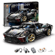 Конструктор спорткара на радіокеруванні Technic Ferrari Cyberpunk 1:14 з підсвіткою 1272 деталей чорний