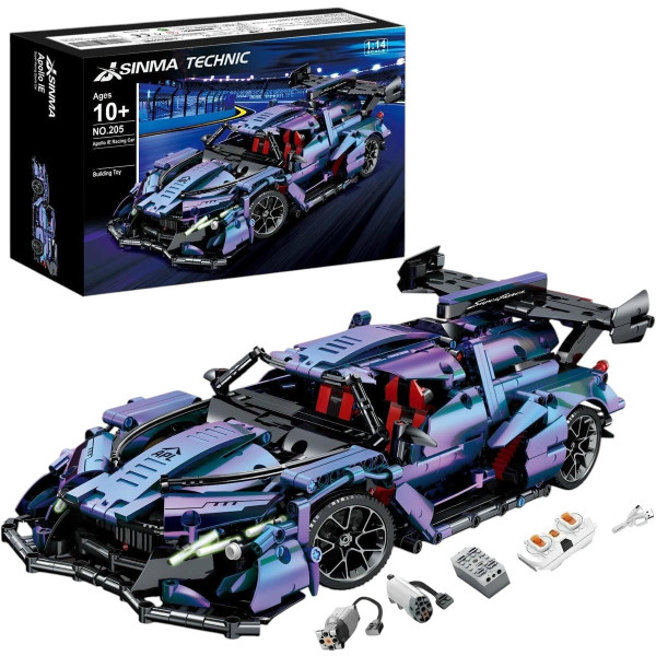 Конструктор суперкара на радіокеруванні Technic Apollo car 1:14 з підсвіткою 1000 деталей синій