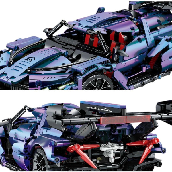 Конструктор суперкара на радіокеруванні Technic Apollo car 1:14 з підсвіткою 1000 деталей синій