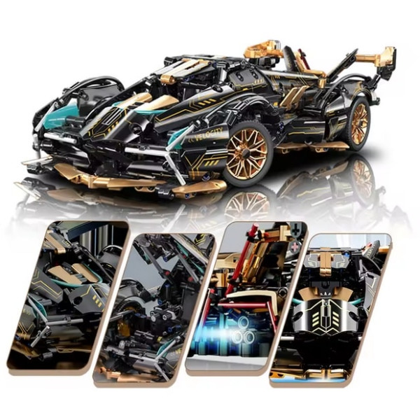 Конструктор суперкара на радіокеруванні Technic Velocity car 1:14 з підсвіткою 1148 деталей чорний