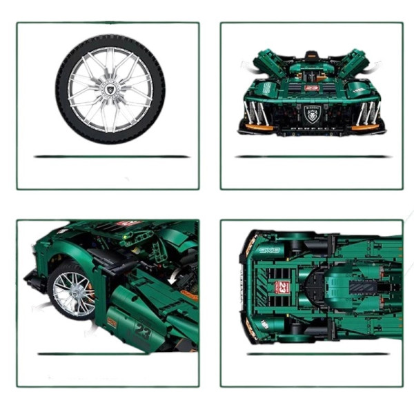 Конструктор суперкара на радіокеруванні GULY 10616 Peugeot Le Mans Technic 1:8 3746 деталей зелений