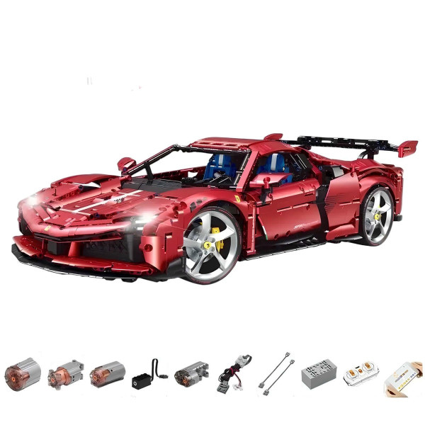 Конструктор спорткара на радіокеруванні Guly 10623 Ferrari SF90 Technic 1:8 3982 деталей червоний