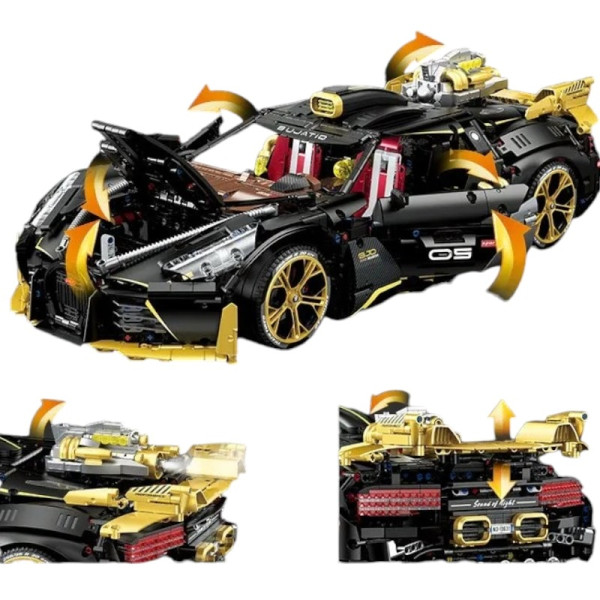 Конструктор спорткара на радіокеруванні GULY 10631 Bugatti La Voiture Noire Technic 1:8 4368 деталей чорний