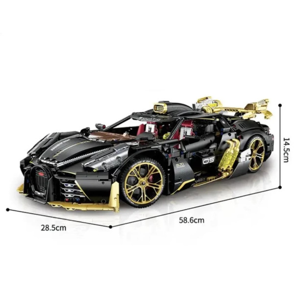 Конструктор спорткара на радіокеруванні GULY 10631 Bugatti La Voiture Noire Technic 1:8 4368 деталей чорний