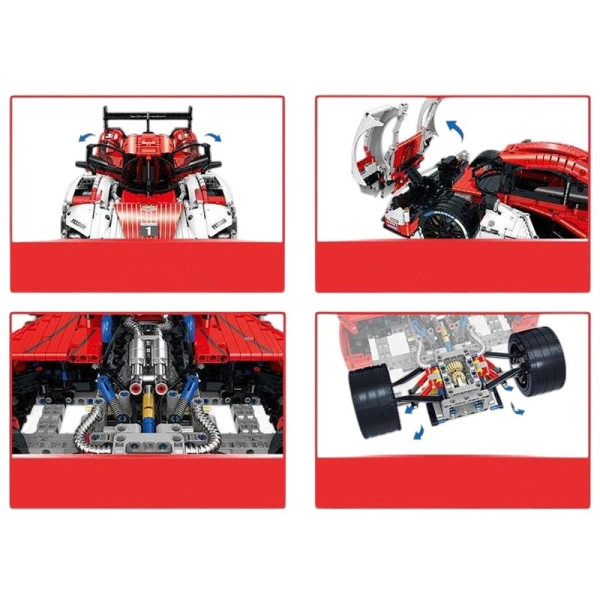 Конструктор спорткара на радіокеруванні GuLy 10615 Porsche 963 Technic 1:8 3460 деталей червоний