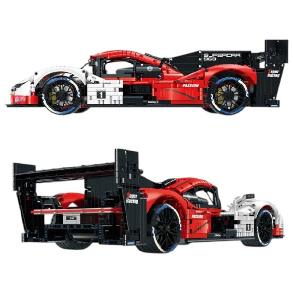 Конструктор спорткара на радіокеруванні GuLy 10615 Porsche 963 Technic 1:8 3460 деталей червоний