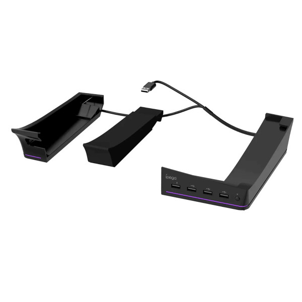 Мультифункціональна RGB горизонтальна підставка IPega PG-P5S021 для Playstation 5 Slim та PS5 Pro чорна