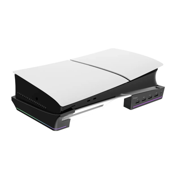 Мультифункціональна RGB горизонтальна підставка IPega PG-P5S021 для Playstation 5 Slim та PS5 Pro чорна