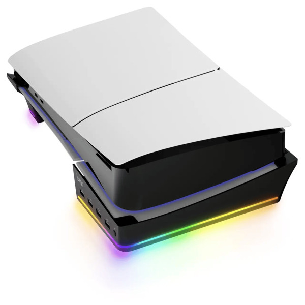 Мультифункціональна RGB горизонтальна підставка IPega PG-P5S021 для Playstation 5 Slim та PS5 Pro чорна