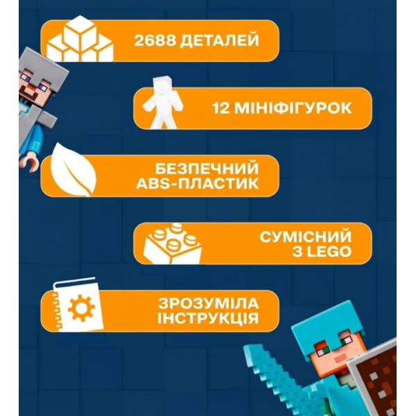 Конструктор 2688 деталей Minecraft Гірська печера Майнкрафт MineWorld My World 76010